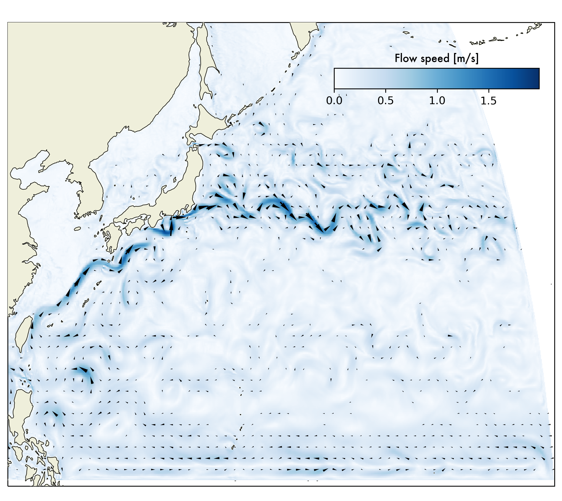 Ocean circulation near Japan.